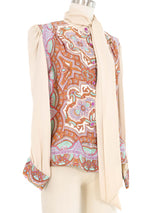 Edeltrud Hofmann Nude Paisley Silk Blouse Top arcadeshops.com