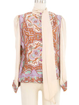 Edeltrud Hofmann Nude Paisley Silk Blouse Top arcadeshops.com