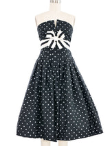 Victor Costa Black and White Dot Print Bustier Dress Dress arcadeshops.com