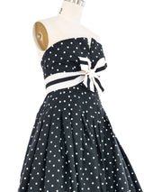 Victor Costa Black and White Dot Print Bustier Dress Dress arcadeshops.com