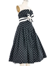 Victor Costa Black and White Dot Print Bustier Dress Dress arcadeshops.com