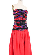 Floral Printed Drop Waist Gown Dress arcadeshops.com