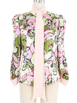 Edeltrud Hofmann Green Psychedelic Floral Blouse Top arcadeshops.com