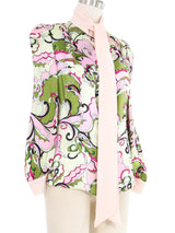 Edeltrud Hofmann Green Psychedelic Floral Blouse Top arcadeshops.com