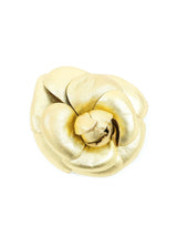 Chanel Camelia Goldtone Leather Brooch Accessory arcadeshops.com