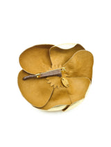 Chanel Camelia Goldtone Leather Brooch Accessory arcadeshops.com