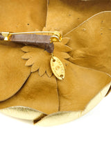 Chanel Camelia Goldtone Leather Brooch Accessory arcadeshops.com