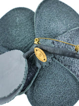 Chanel Camelia Gray Leather Brooch Accessory arcadeshops.com