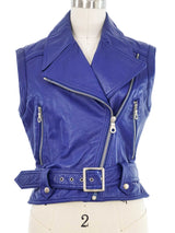 North Beach Cobalt Leather Motorcycle Vest Jacket arcadeshops.com