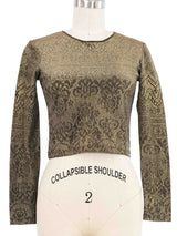 Christian Lacroix Metallic Patterned Long Sleeve Top arcadeshops.com