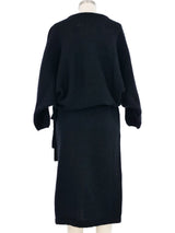 Christian Dior Rose Pattern Drawstring Sweater Dress Dress arcadeshops.com