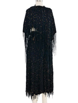 1980s Southwestern Black Suede Fringe Skirt Ensemble Suit arcadeshops.com