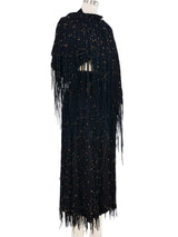 1980s Southwestern Black Suede Fringe Skirt Ensemble Suit arcadeshops.com