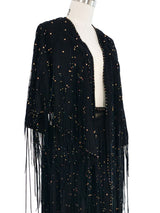 1980s Southwestern Black Suede Fringe Skirt Ensemble Suit arcadeshops.com