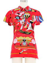 1984 Hermes Les Folies du Ciel Polo Shirt Top arcadeshops.com