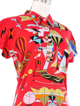 1984 Hermes Les Folies du Ciel Polo Shirt Top arcadeshops.com