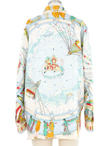 1996 Hermes Prieres Au Vent Printed Silk Blouse Top arcadeshops.com