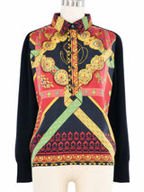 1980s Hermes Brins D'Or Silk Panel Knit Top Top arcadeshops.com