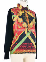 1980s Hermes Brins D'Or Silk Panel Knit Top Top arcadeshops.com