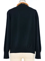 1980s Hermes Brins D'Or Silk Panel Knit Top Top arcadeshops.com