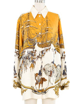 Hermes Marine et Cavalerie Silk Blouse Top arcadeshops.com