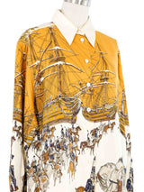 Hermes Marine et Cavalerie Silk Blouse Top arcadeshops.com