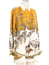 Hermes Marine et Cavalerie Silk Blouse Top arcadeshops.com