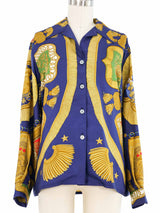 1980s Hermes Poste et Cavalerie Blouse Top arcadeshops.com