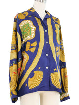 1980s Hermes Poste et Cavalerie Blouse Top arcadeshops.com