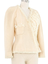 2002 Chanel Ivory Ruffle Front Jacket Jacket arcadeshops.com