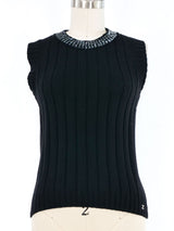 1999 Chanel Sequin Trimmed Knit Tank Top arcadeshops.com
