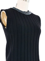 1999 Chanel Sequin Trimmed Knit Tank Top arcadeshops.com