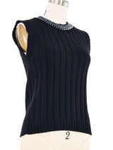 1999 Chanel Sequin Trimmed Knit Tank Top arcadeshops.com