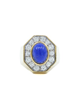 18k Lapiz Cabochon Diamond Signet Ring Fine Jewelry arcadeshops.com