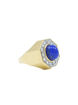 18k Lapiz Cabochon Diamond Signet Ring Fine Jewelry arcadeshops.com