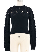 Matsuda Black Knit Crop Sweater Top arcadeshops.com