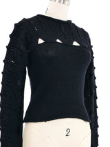 Matsuda Black Knit Crop Sweater Top arcadeshops.com