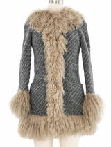 1990s Dolce and Gabbana Mongolian Fur Trim Coat Outerwear arcadeshops.com
