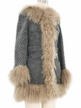 1990s Dolce and Gabbana Mongolian Fur Trim Coat Outerwear arcadeshops.com