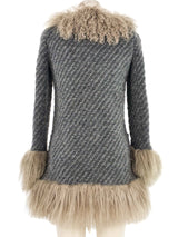 1990s Dolce and Gabbana Mongolian Fur Trim Coat Outerwear arcadeshops.com