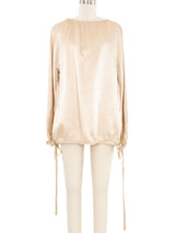 1970s Geoffrey Beene Side Tie Champagne Blouse Top arcadeshops.com