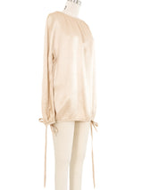 1970s Geoffrey Beene Side Tie Champagne Blouse Top arcadeshops.com