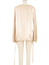 1970s Geoffrey Beene Side Tie Champagne Blouse Top arcadeshops.com