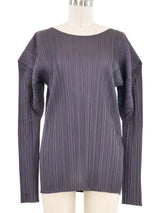 Issey Miyake Gray Pleats Please Long Sleeve Top Top arcadeshops.com