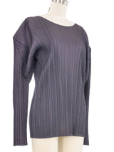Issey Miyake Gray Pleats Please Long Sleeve Top Top arcadeshops.com