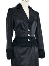2001 John Galliano Ruffle Trimmed Satin Skirt Suit Suit arcadeshops.com