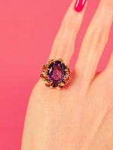 18k Gold Flower Purple Stone Ring Fine Jewelry arcadeshops.com