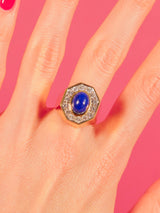 18k Lapiz Cabochon Diamond Signet Ring Fine Jewelry arcadeshops.com