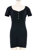 Alaia Black Knit Henley Dress Dress arcadeshops.com