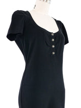 Alaia Black Knit Henley Dress Dress arcadeshops.com